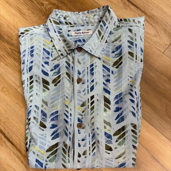 Tommy Bahama Silk Blend Short Sleeve Button Up Shirt Blue Size XXL - Picture 1 of 6